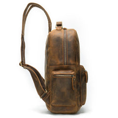 Cool Vintage Leather Mens 14inch Laptop Backpack Backpacks School Backpack Work Backpack for Men - imessengerbags