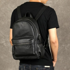 Genuine Leather Mens Cool Backpack Sling Bag Large Black Travel Bag Hiking Bag for men - imessengerbags