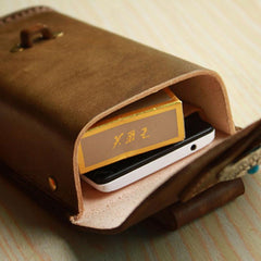 Handmade Cool Leather Cell Phone Holsters Belt Pouch Mens Waist Bag for Men - imessengerbags