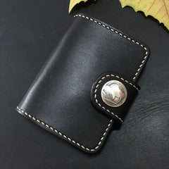 Handmade Leather Mens Cool Short Wallet Card Holder Small Card Slim Wallets for Men