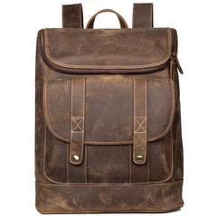 Casual Brown Mens Leather 15-inch Computer Backpacks Brown Travel Backpack School Backpacks for men - imessengerbags
