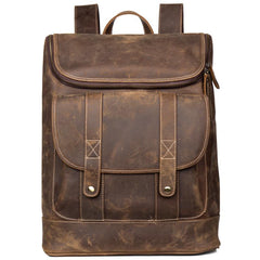 Casual Brown Mens Leather 15-inch Computer Backpacks Brown Travel Backpack School Backpacks for men