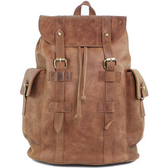 Cool Black Leather Mens Travel Large Backpack Work Handbag 16 inches Work Backpack For Men - imessengerbags