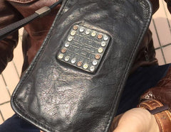 Handmade Genuine Leather Mens Clutch Cool Long Wallet Zipper Clutch Wristlet Wallet for Men - imessengerbags