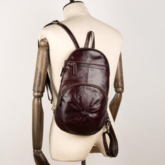 Brown Fashion Mens Leather 11-inches Large Backpacks Red Wine Travel Backpacks School Backpacks for men - imessengerbags