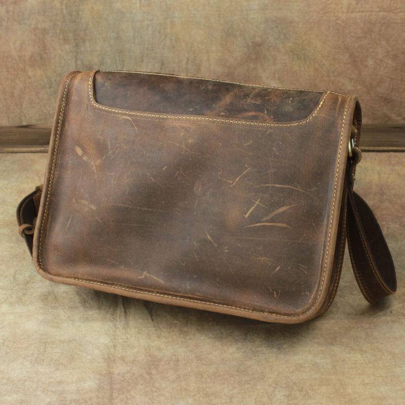 Handmade Vintage Leather Mens Small Messenger Bag Coffee Cell Phone Sh –  iwalletsmen