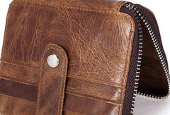Cool Leather Small Slim Zipper Wallet billfold Wallet Card Wallets For Men - imessengerbags