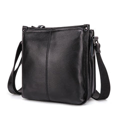 Casual Fashion Black Leather Men's Side Bag Courier Bag Black Vertical Messenger Bag For Men