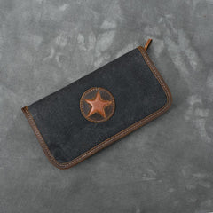 Brown Canvas Mens Long Wallet Zipper Green Clutch Phone Wallet For Men - imessengerbags