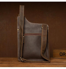 Cool Brown Mens Leather Small Side Bag Vintage Messenger Bags Courier Bag for Men - imessengerbags
