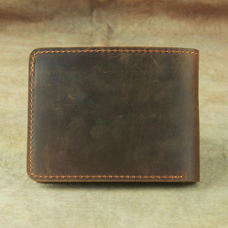 Vintage Mens Leather Slim Bifold Small Wallet Cool billfold Slim Small Wallet for Men - imessengerbags