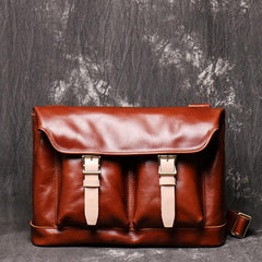 Brown Leather Men Satchel Side Bag Messenger Bag Black Courier Bag For Men