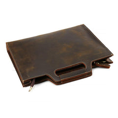 Vintage Leather Men Work 11inch Briefcase Handbag Shoulder Bags Work Bag For Men - imessengerbags