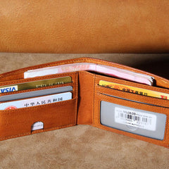 Handmade Genuine Leather Mens Cool Slim Leather Wallet Men Small Wallets Bifold for Men - imessengerbags