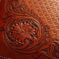 Cool Handmade Floral Tooled Leather Small Postman Bag Messenger Bag Courier Bag For Men