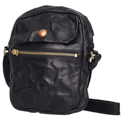 Cool Black Leather Men Small Vertical Messenger Bags Brown Side Bag Courier Bag For Men - imessengerbags