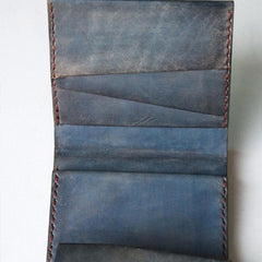 Handmade Vintage Leather Mens Small Bifold Wallet Cool billfold Wallet for Men - imessengerbags