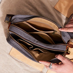 Canvas Cool Mens Small Square Side Bag Canvas Messenger Bags Canvas Travel Courier Bags for Men - imessengerbags