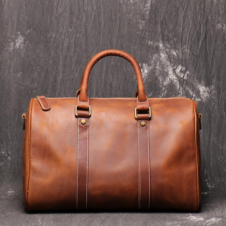 Casual Brown Leather Men's Small Overnight Bag Travel Bag Luggage Brow –  imessengerbags