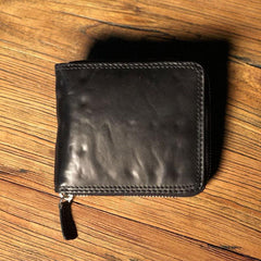 Genuine Leather Mens Cool billfold Leather Wallet Men Zipper Wallet Bifold for Men - imessengerbags