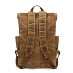 Waxed Canvas Mens Travel Backpack Canvas School Backpack Laptop Backpack for Men