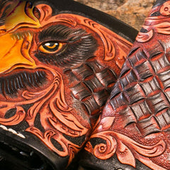 Handmade Leather Eagle Tooled Mens billfold Wallet Cool Leather Wallet Slim Wallet for Men - imessengerbags