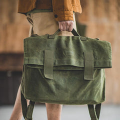 Cool Waxed Canvas Mens Green Military Courier Bag Postman Bag Backpack Large Side Bag For Men - imessengerbags