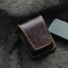 Cool Dark Brown Handmade Leather Mens Standard Zippo Lighter Case With Belt Loop Lighter Holders For Men