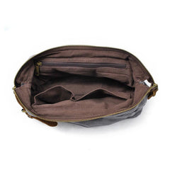 Cool Canvas Leather Mens Zipper Wristlet Bag Vintage Clutch Zipper Bag for Men