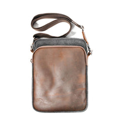 Cool Canvas Leather Mens Vertical Small Side Bag Gray Messenger Bag for Men - imessengerbags