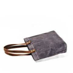 Cool Canvas Leather Mens Large Gray Canvas Handbags Tote Bag Shoulder Bag Tote Purse For Men - imessengerbags