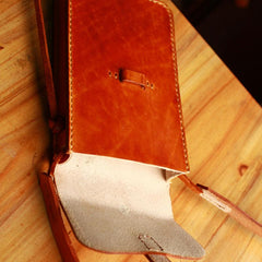 Handmade Vintage Leather Mens Small Messenger Bag Brown Cell Phone Shoulder Bag for Men - imessengerbags