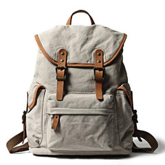 Khaki Retro Canvas Mens Womens Travel Backpack College Backpack Green Canvas School Backpack For Men - imessengerbags