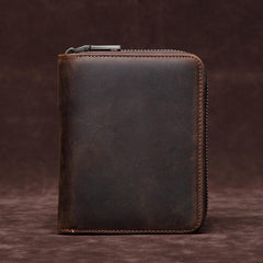 Brown Mens Leather Billfold Cards Wallets Zip Cards Wallet Card Wallet Lot of Cards Wallet for Men