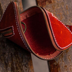 Handmade Leather Tooled Mens Cool Car Key Wallet Coin Wallet Pouch Car KeyChain for Men - imessengerbags