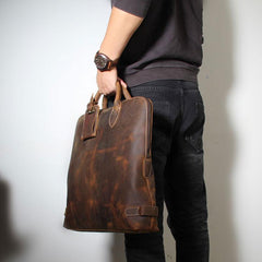 Handmade Leather Mens Cool Business Bag Briefcase Work Bag Laptop Bag for men - imessengerbags