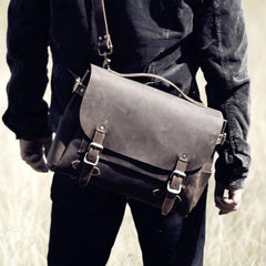 Genuine Leather Mens Cool Messenger Bag Briefcase Work Bag Business Bag for men