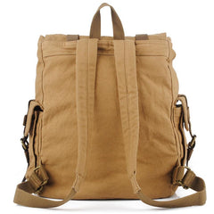 Brown CANVAS Mens Fashion Khaki 16'' Large Travel Bag College Backpack Hiking Backpack For Men - imessengerbags