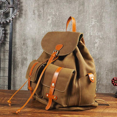 Tan Cool Mens Leather Backpack Travel Backpack Leather Hiking Backpack for Men - imessengerbags