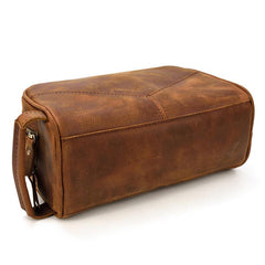 vintage Leather Men's Clutch Bag Double Zipped Small Wristlet Handbag For Men - imessengerbags
