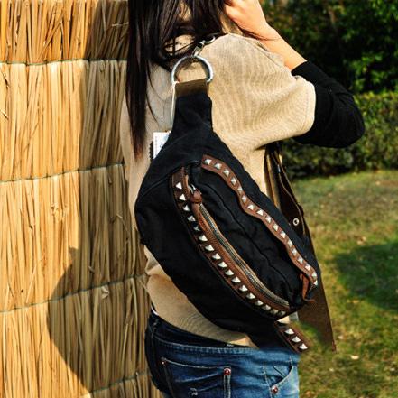 Canvas Mens Chest Bag Khaki Waist Bags Hip Bag Black Canvas Fanny Pack For Men - imessengerbags