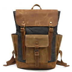 Cool Waxed Canvas Mens Womens Waterproof Large Travel Backpack 15'' Computer Hiking Backpack for Men - imessengerbags