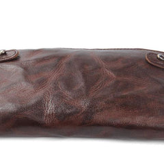 Handmade Leather Mens Cool Long Leather Wallet Bifold Clutch Wallet for Men