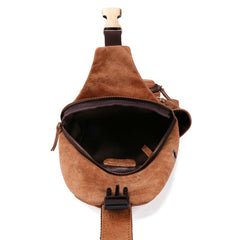 Cool Brown Leather Mens Sling Bag Sling Shoulder Bag Chest Bag Sling Crossbody Bag For Men