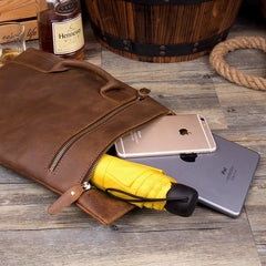 Casual Brown Leather Mens Large Sling Pack Sling Bag Chest Bag One Shoulder Backpacks for Men - imessengerbags
