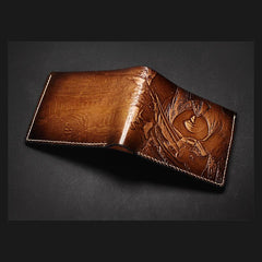 Handmade Leather Tooled Assassin's Creed Mens billfold Wallet Cool Leather Wallet Slim Wallet for Men - imessengerbags