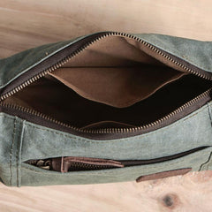 Large Canvas Green Mens Clutch Bag Zipper Wristlet Bag Phone Purse for Men