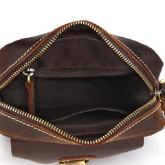 Cool Dark Brown Leather Mens Small Messenger Bags Cool Side Bag Tablet Messenger Bag for men