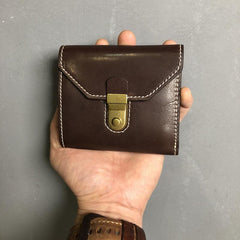 Genuine Leather Coffee Mens Cool Envelope billfold Leather Wallet Men Bifold Black Small Wallets for Men - imessengerbags