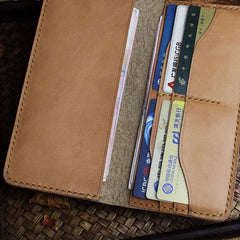 Handmade Leather Floral Mens Cool Travel Long Wallet Card Holder Card Slim Clutch Wallets for Men - imessengerbags